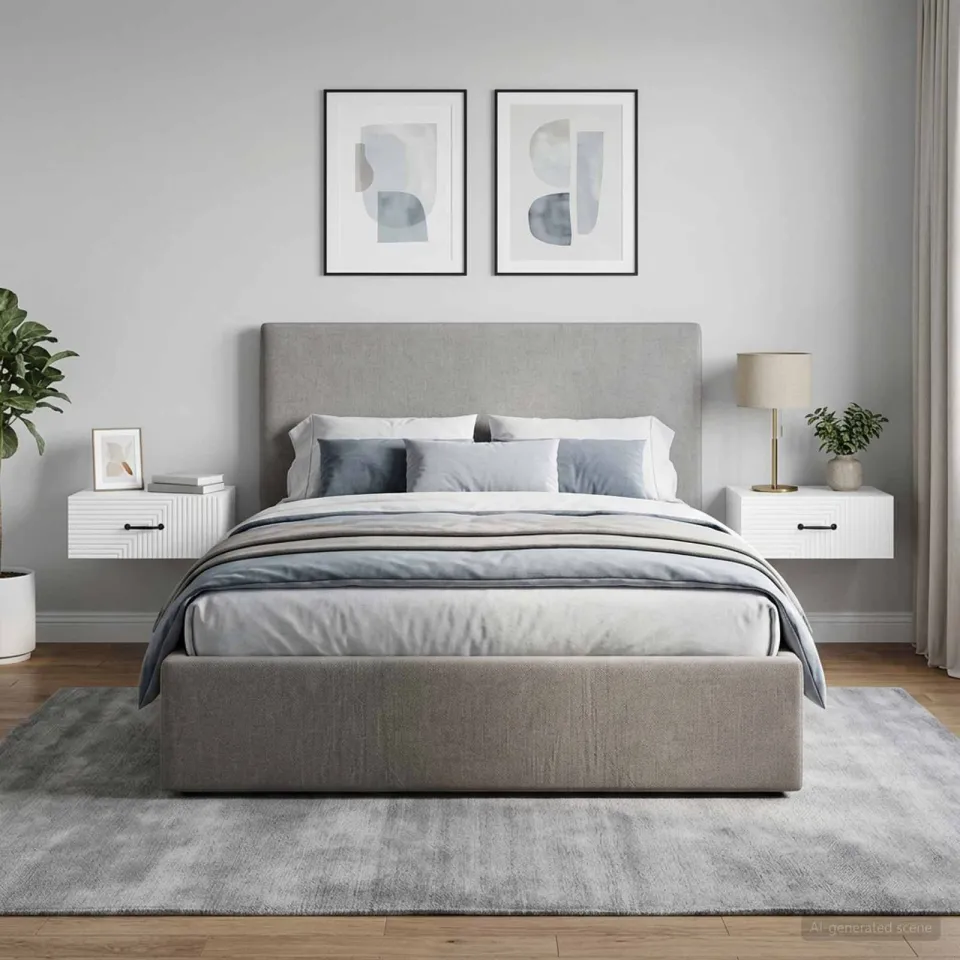 vidaXL Wandbeugel Bedkast 2 st Hoogglans Wit 49 x 34,5 x 20 cm, foto 4