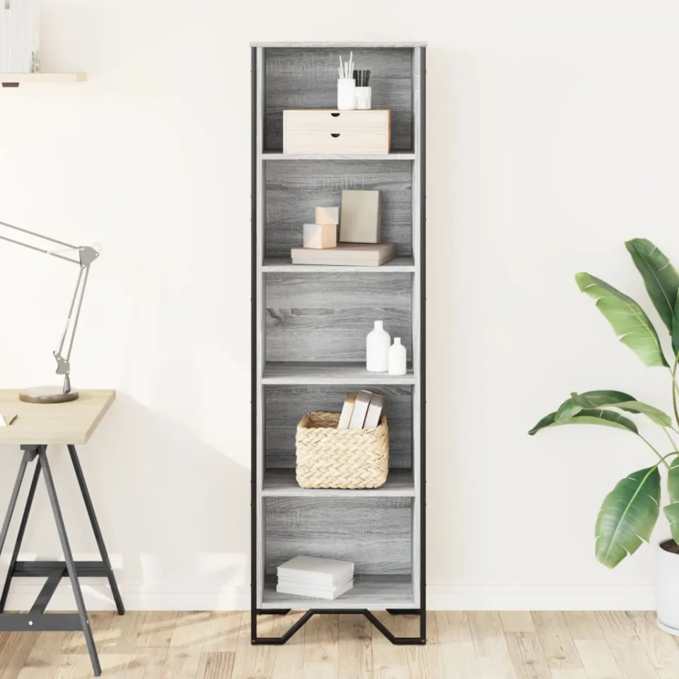 vidaXL Boekenkast 50x31x169 cm bewerkt hout grijs sonoma eikenkleurig, foto 2