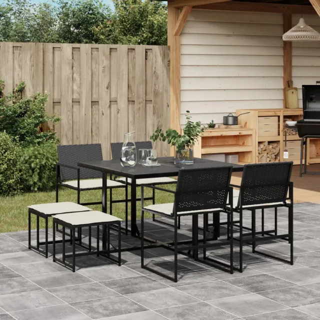 vidaXL 9-delige Tuinset poly rattan zwart, foto 2