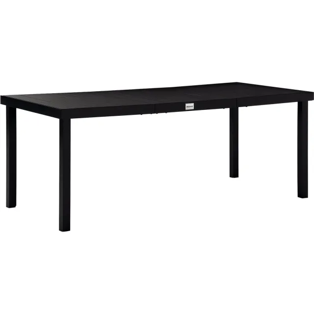 Lunpog Aluminium tuintafel met houtnerfpatroon voor 8 personen – afmetingen 190 x 90 x 74 cm – zwart Noir