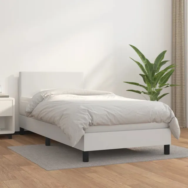 vidaXL Boxspring met matras kunstleer wit 90x200 cm