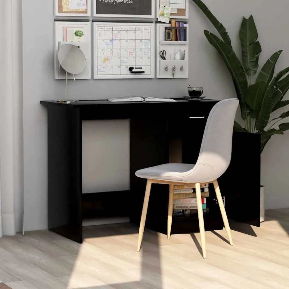 vidaXL Bureau 100x50x76 cm bewerkt hout zwart, foto 3