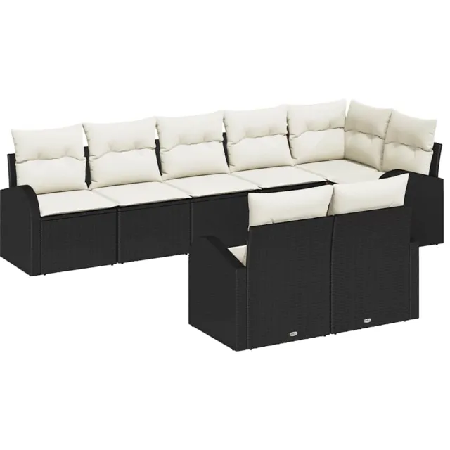 vidaXL Tuinbankenset 8 st Zwart en Wit poly rattan