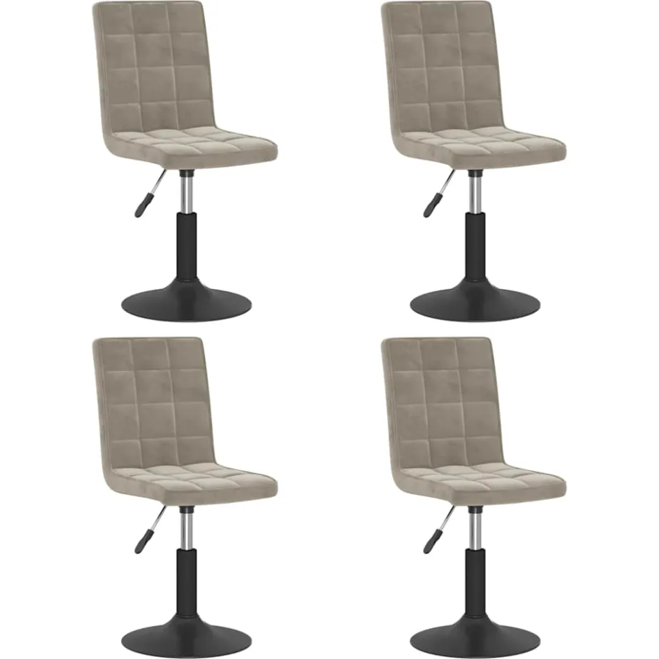 vidaXL Eetkamerstoelen draaibaar 4 st fluweel lichtgrijs grijs, foto 3