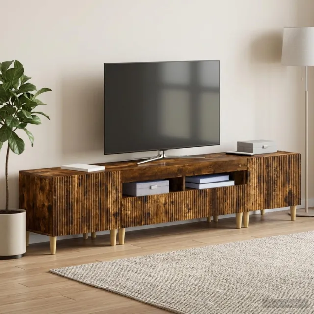 vidaXL 3-delige LED TV-kast ARNHEM 3 st Gerookt eiken Bewerkt hout Bruin