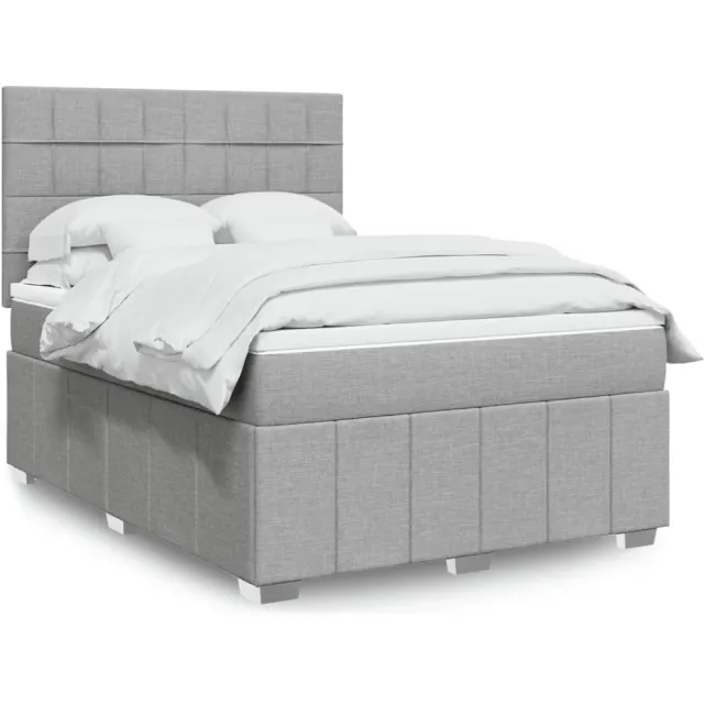 vidaXL Boxspring met matras stof lichtgrijs 160x200 cm grijs
