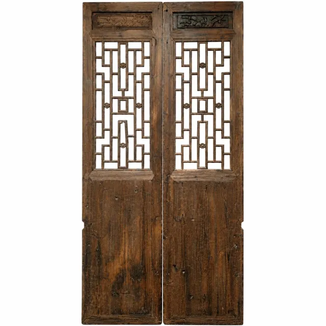 Fine Asianliving Antieke Chinese Houten Panelen Set/2 B125xH257cm Bruin