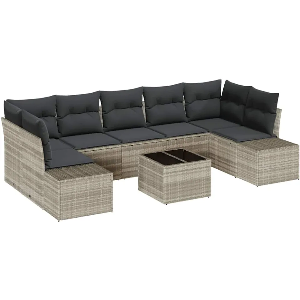 vidaXL Tuin Sofa Set 8 st Licht Grijs en Donker Grijs poly rattan, foto 4