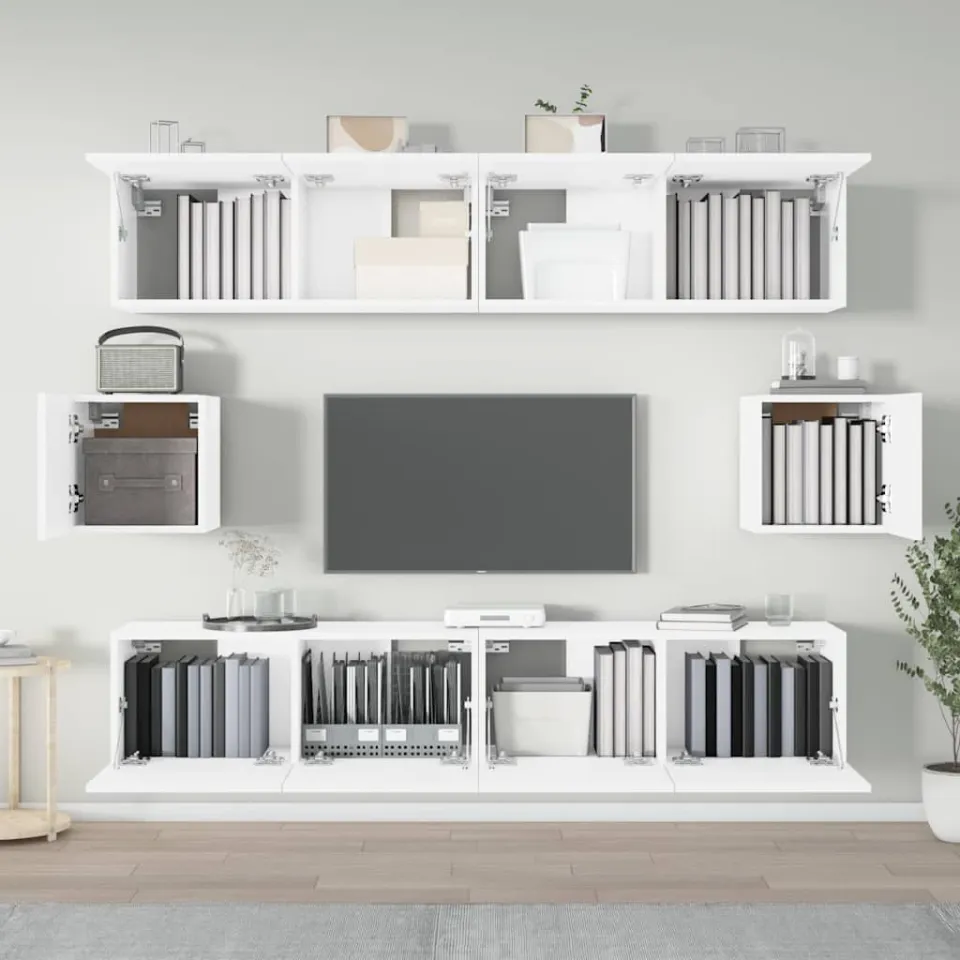 vidaXL 6-delige Tv-meubelset bewerkt hout wit, foto 3