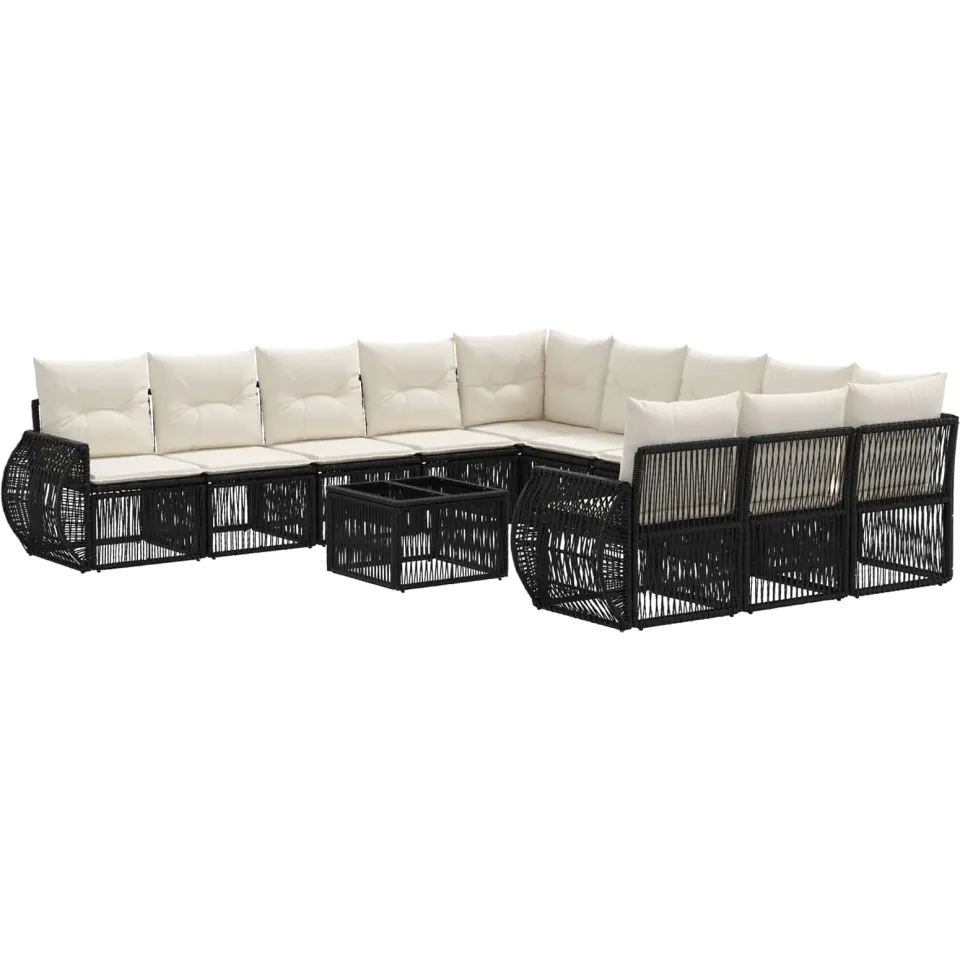 vidaXL Tuinbankenset 12 st Zwart en Cream Wit poly rattan, foto 3