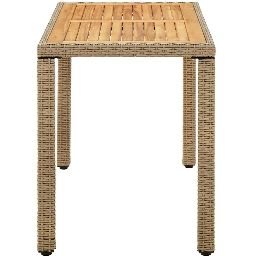vidaXL Tuintafel 123x60x74 cm poly rattan en massief acaciahout beige, foto 3