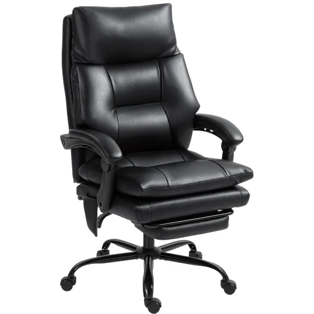 HOMCOM-bureaustoel PU-65 x 76 x 121 cm-Zwart