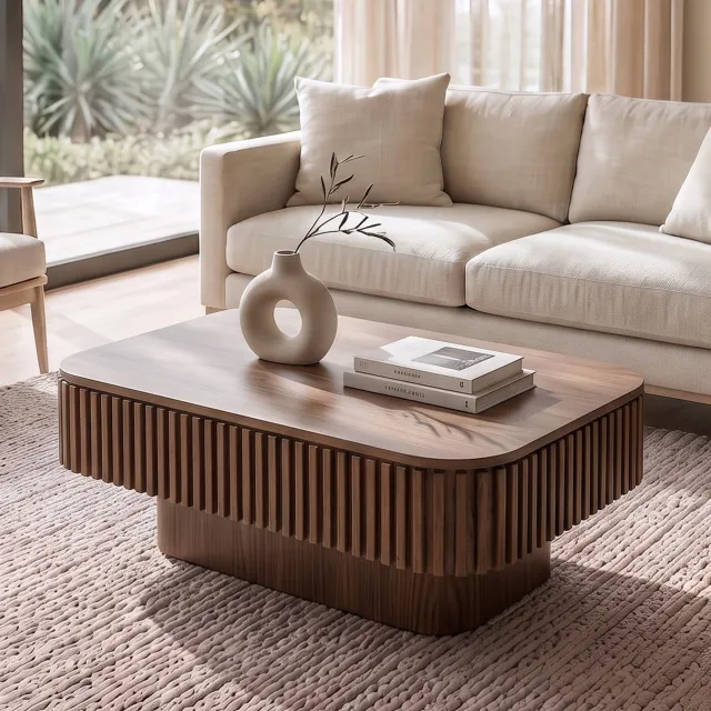 CHICFURN Salontafel - Opbergruimte - Klapdeksel - Rechthoekig - Walnoot