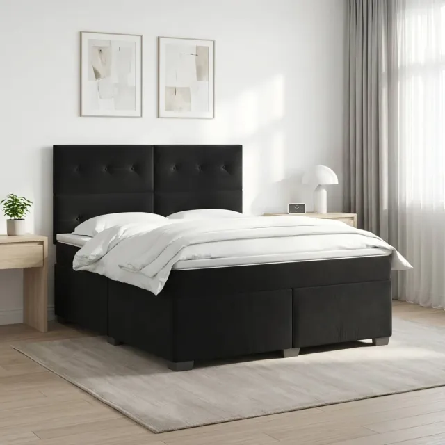 vidaXL Boxspringbed met matras Zwart 140 x 190 cm Fluweel