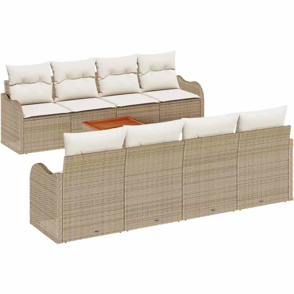 vidaXL Tuinbankenset 9 st Beige poly rattan