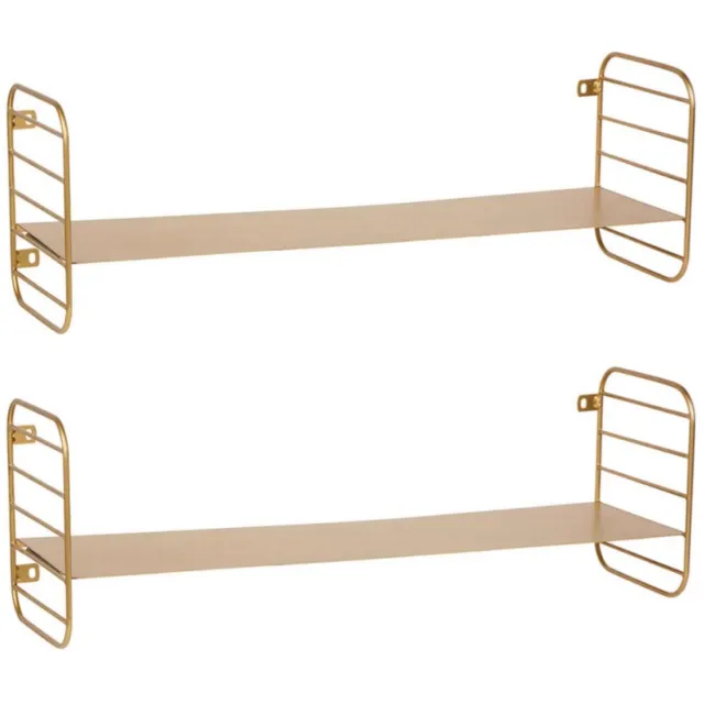 OSTARIA Wandplank Angele - 2x - goudkleurig - metaal - 50 cm - muurplank - hangplank