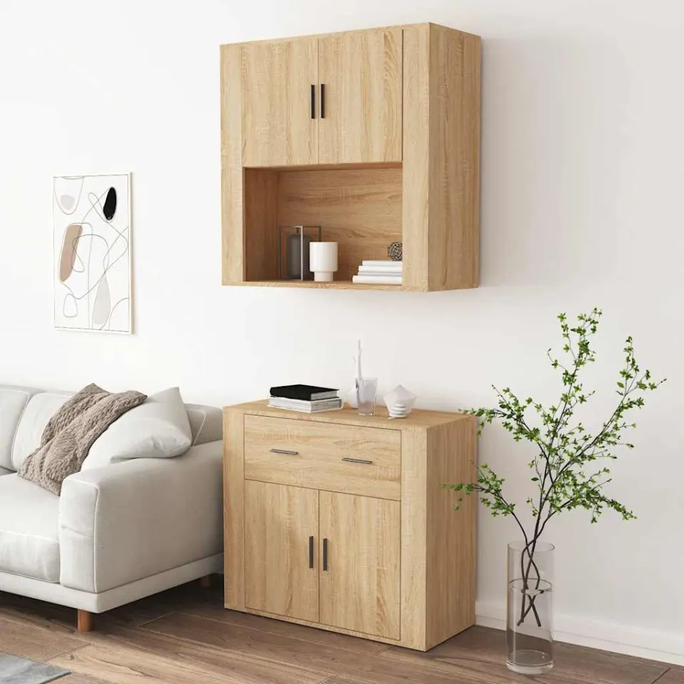 vidaXL Hoge kast bewerkt hout sonoma eikenkleurig, foto 4