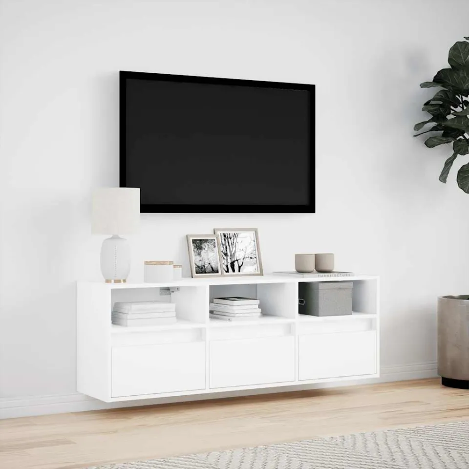 vidaXL Tv-wandmeubel met LED-verlichting 130x31x45 cm wit, foto 2