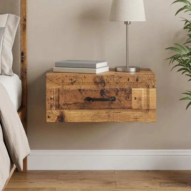 vidaXL Wandbeugel Bedkast Oud hout 49 x 34,5 x 20 cm Bewerkt hout bruin, foto 2