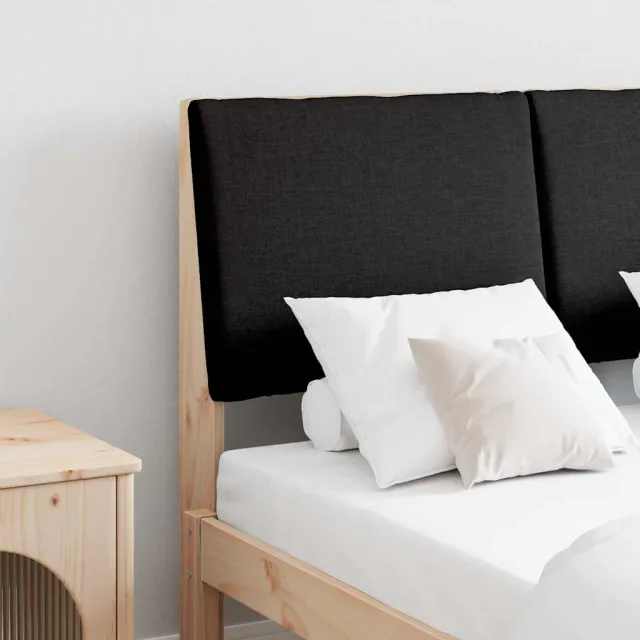 vidaXL Gestoffeerd hoofdbord Zwart 120 cm Massief grenenhout Bruin
