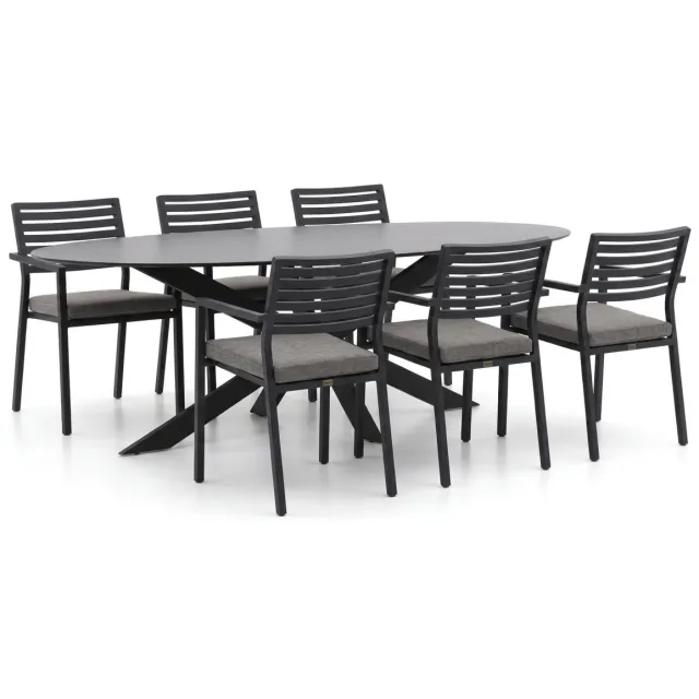 Bellagio tuinmeubelen Bellagio Rumo/Furato ellips 200cm dining tuinset 7-delig stapelbaar