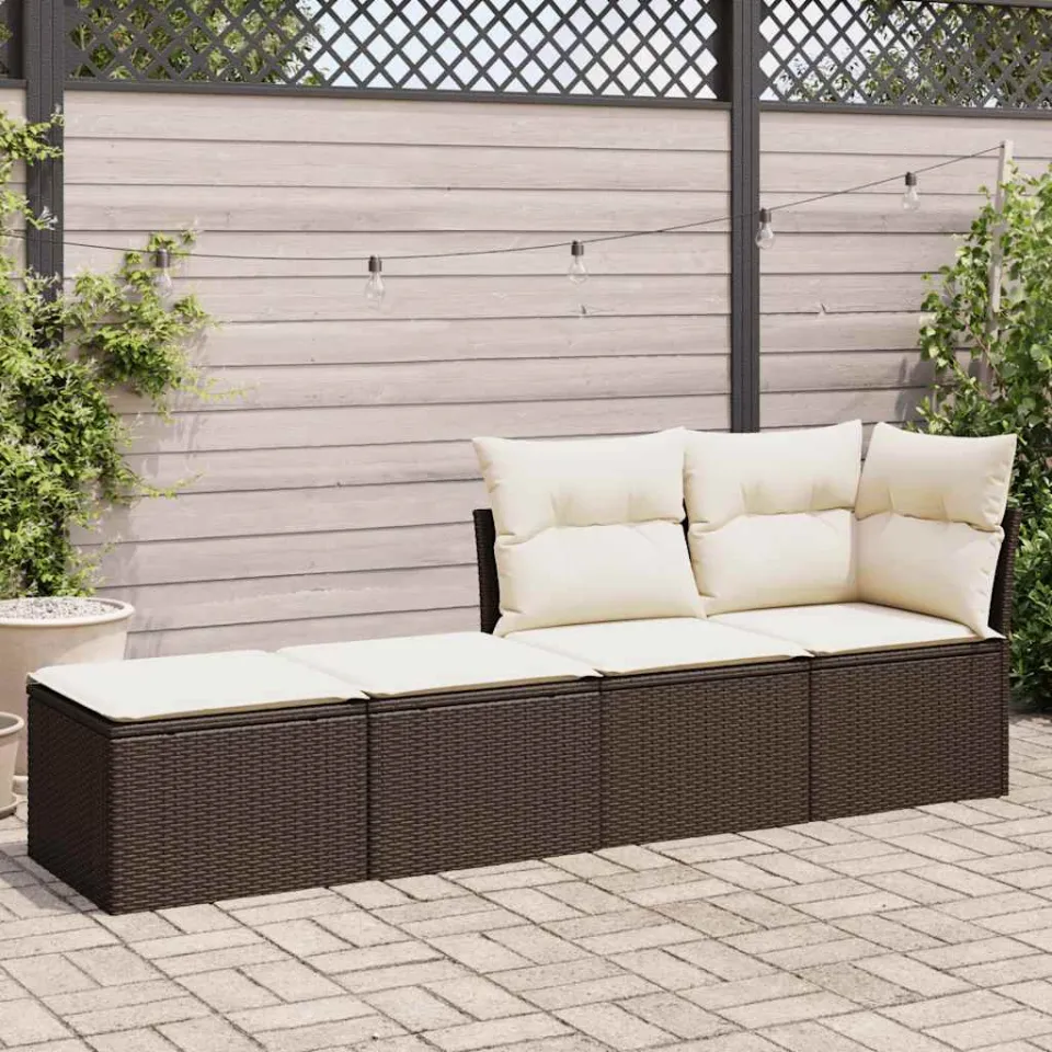 vidaXL 2-delige Loungeset met kussens poly rattan acacia bruin, foto 3