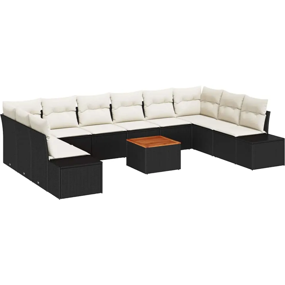 vidaXL Tuin Sofa Set 11 st Zwart en wit