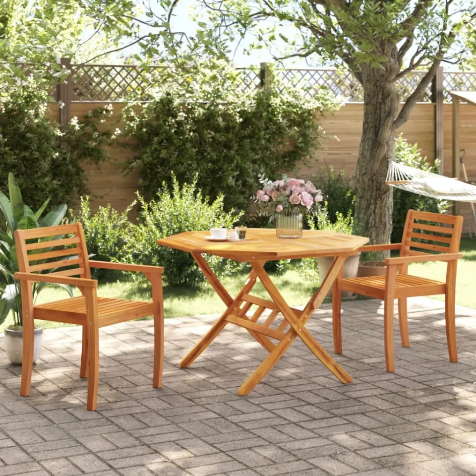 vidaXL Tuintafel inklapbaar Ø110x75 cm massief acaciahout bruin, foto 3