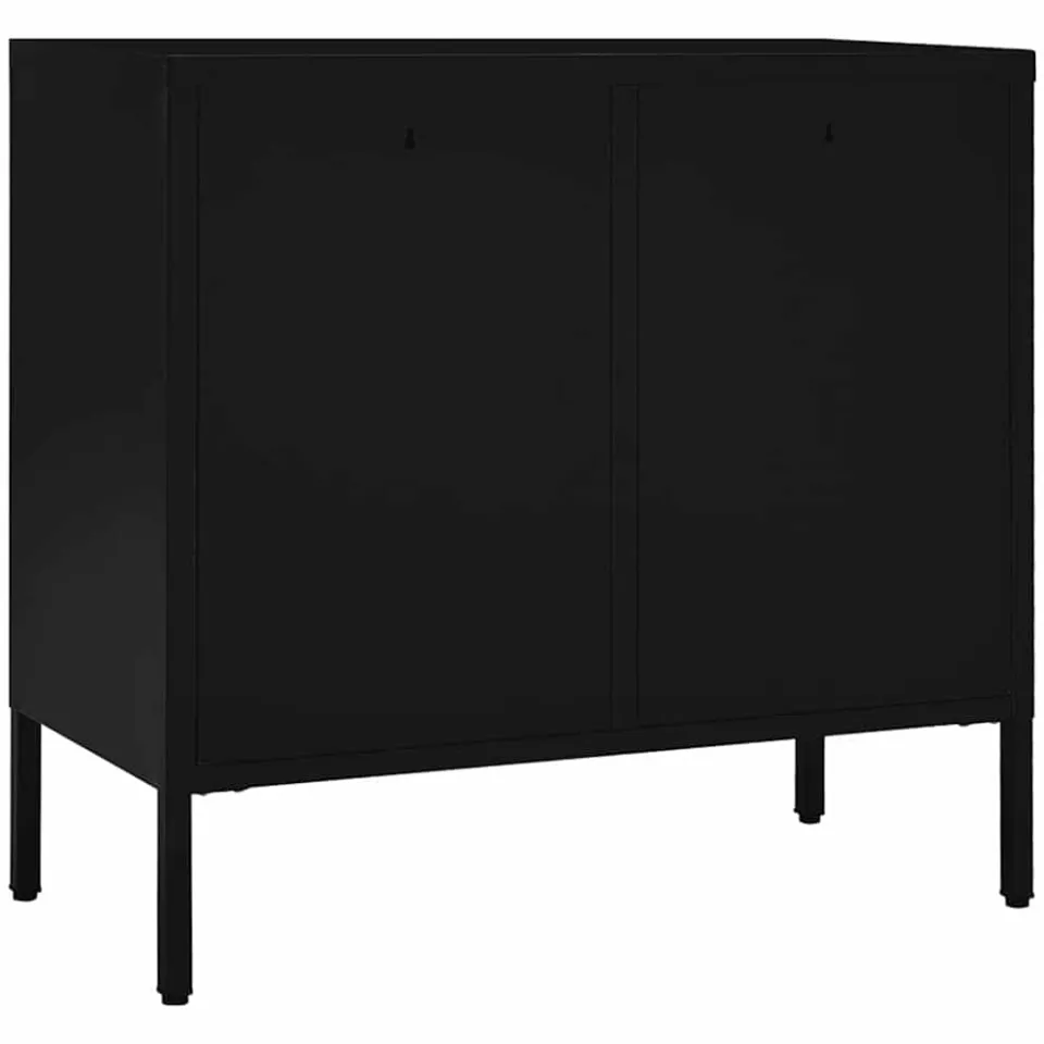 vidaXL Dressoir 75x35x70 cm staal en gehard glas zwart, foto 4