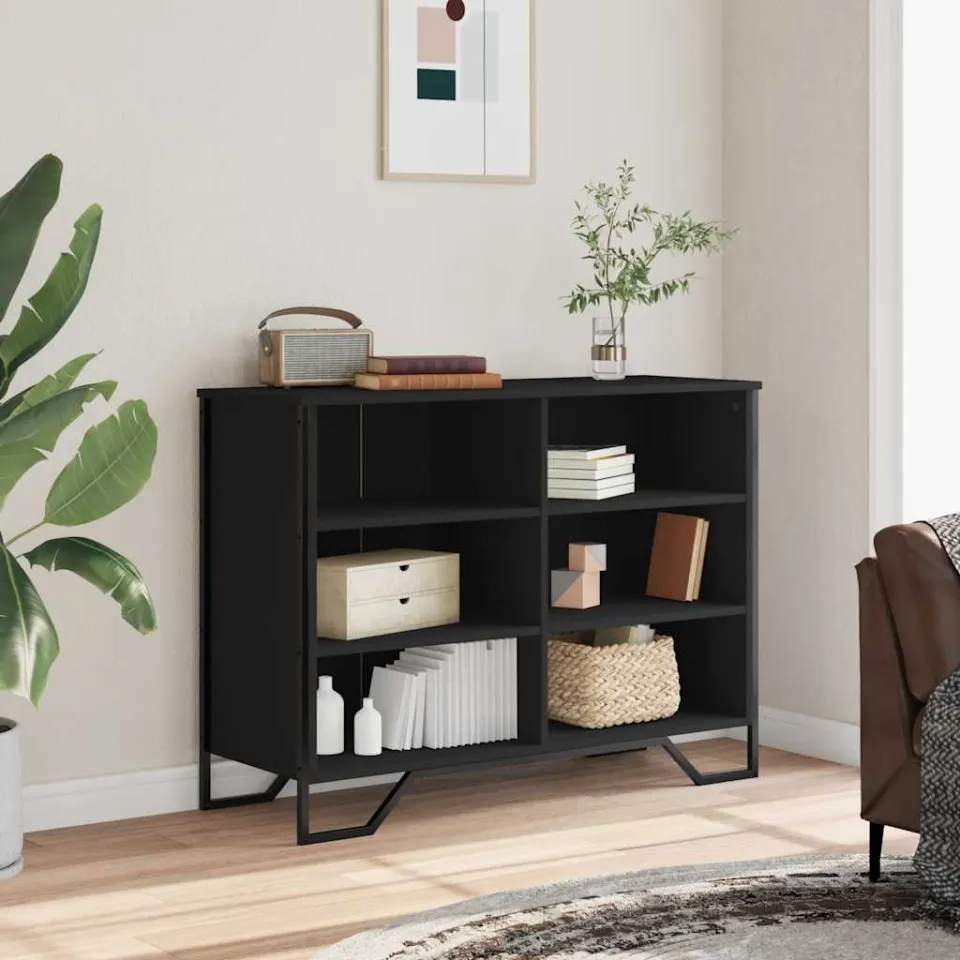 vidaXL Dressoir 101x35,5x74,5 cm bewerkt hout zwart, foto 2