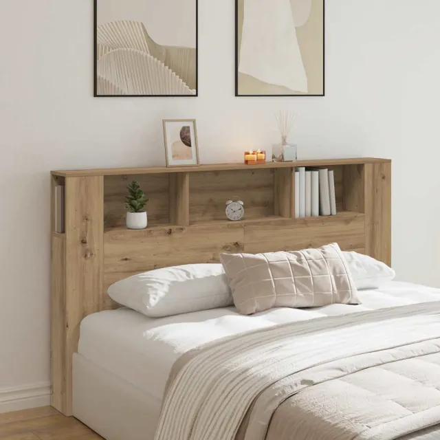 vidaXL Hoofdbordkast 180x18,5x102,5 cm bewerkt hout artisanaal eiken Bruin