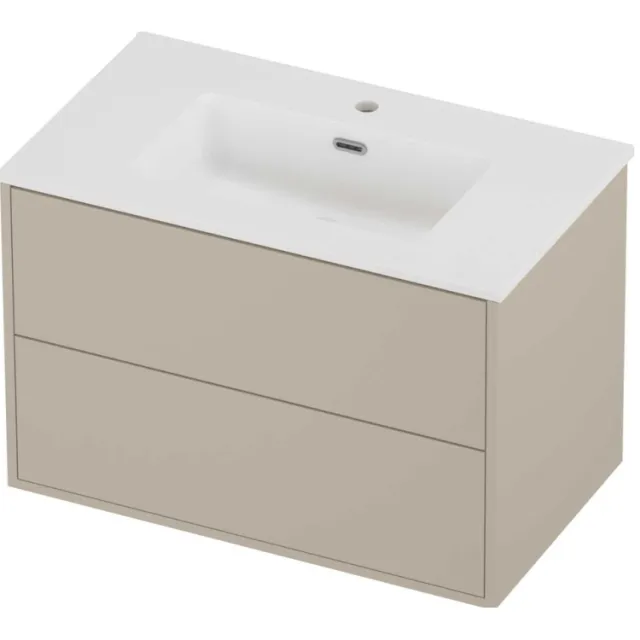 Proline Tribute Badmeubelset Porselein Elegant In Kader 80x46x54 cm Mat White Soft Linen Beige