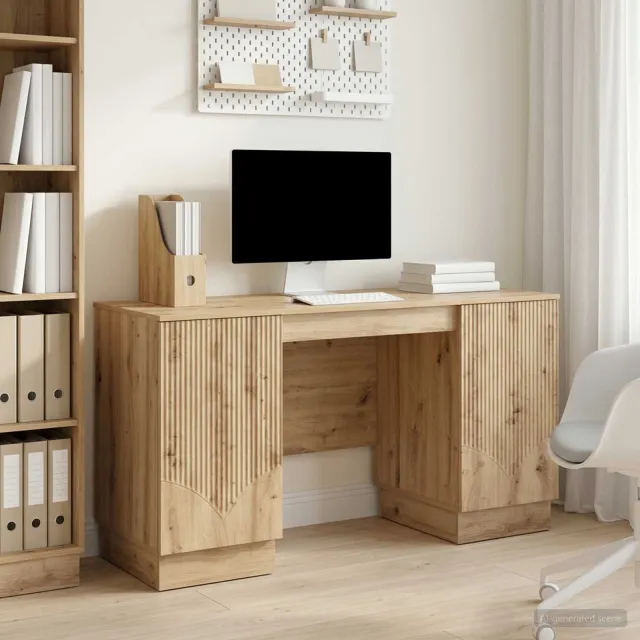 vidaXL Bureau Artisanaal eiken 142,5 x 50 x 75 cm Bewerkt hout Bruin