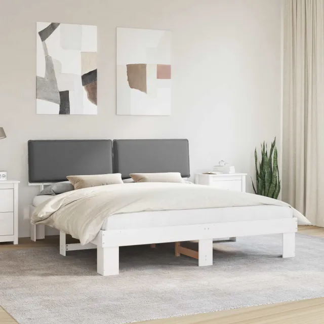 vidaXL Bedframe met Gevoerd Hoofdgedeelte Lichtgrijs 180 x 200 cm