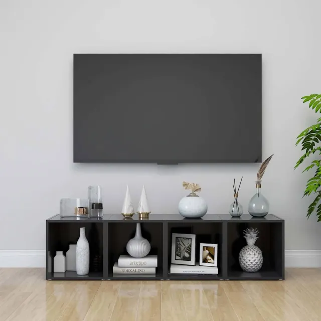 vidaXL Tv-meubelen 4 st 37x35x37 cm bewerkt hout grijs, foto 2