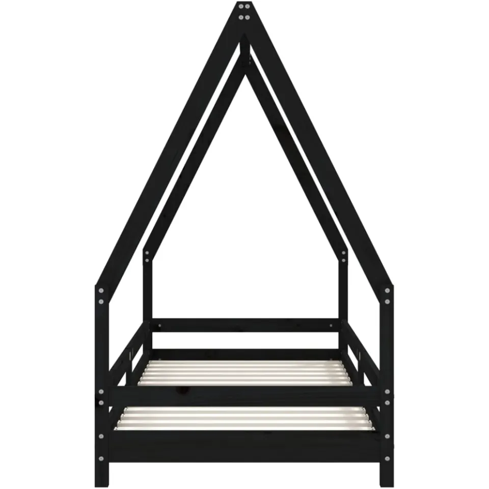 vidaXL Kinderbedframe 80x200 cm massief grenenhout zwart, foto 3