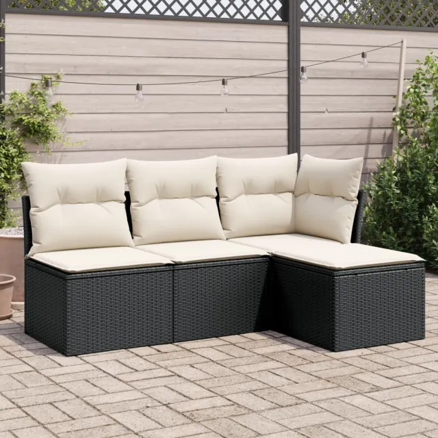 vidaXL 4-delige Loungeset met kussens poly rattan bruin, foto 2