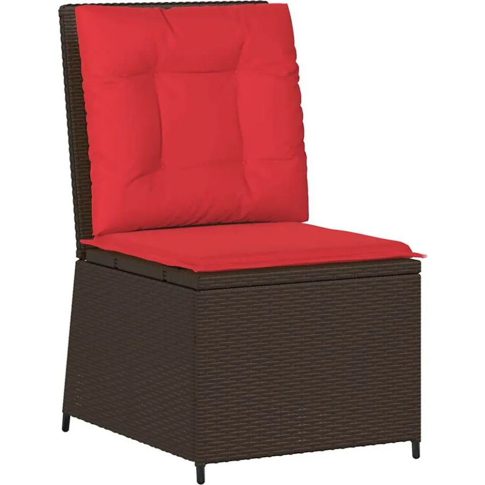 vidaXL Tuinbank Bruin en Rood poly rattan