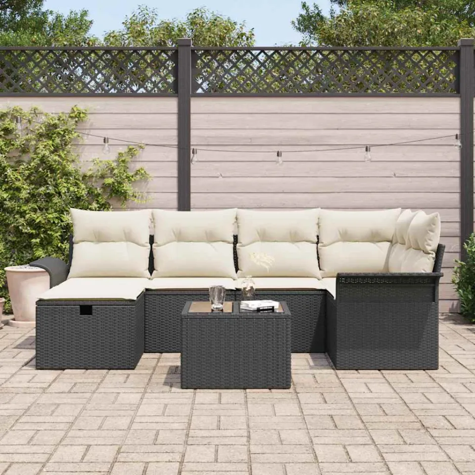 vidaXL Tuin Sofa Set 7 st Poly riet bruin, foto 3