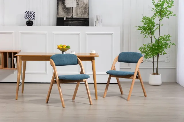 MODENUIT Klapstoel 46 cm - Inklapbaar met Gestoffeerde Zitting - Voor Eetkamer en Buiten - Hout - Blauw