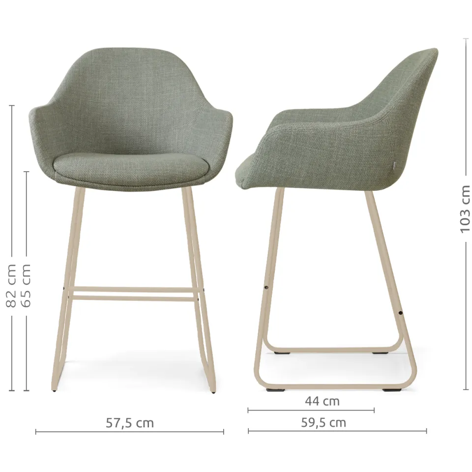 Nolon Nino-Mae barkruk saliegroen - beige onderstel - 65 cm, foto 2
