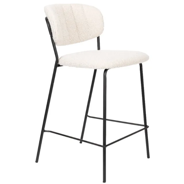 AnLi Style Counter Stool Jolien Black/Bouclé - set van 2 Wit