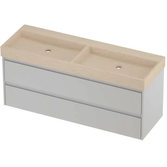 Proline Evoli Badmeubelset Hardsteen Loft 140x46x62 cm Sand Stone Glans Wit