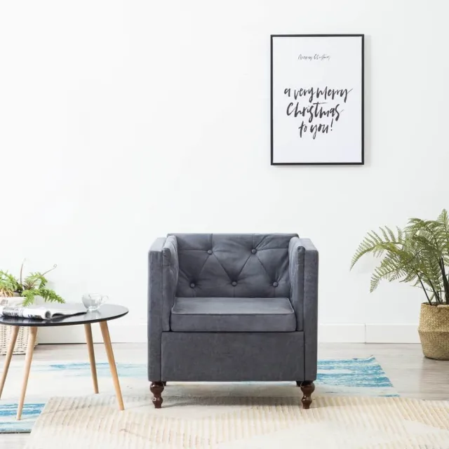 vidaXL Fauteuil - stof - grijs