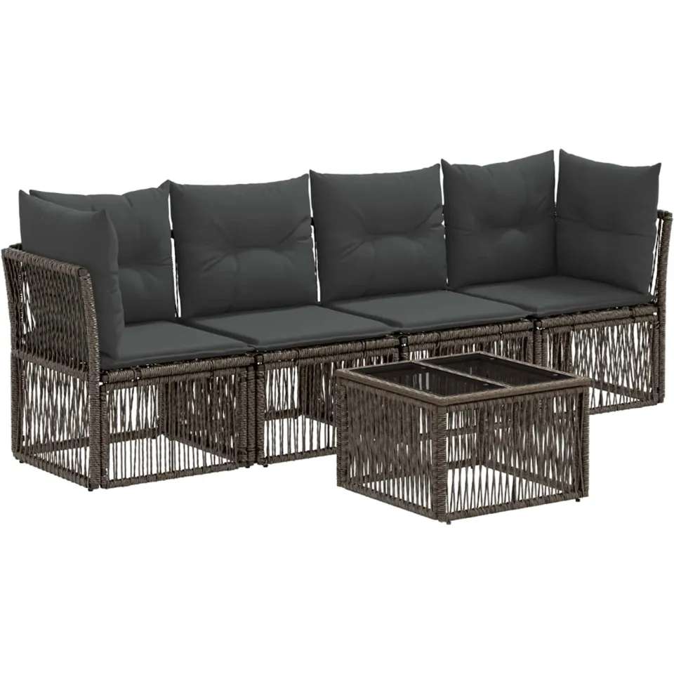 vidaXL Tuinbankenset 5 st 4-zits Grijs poly rattan, foto 3