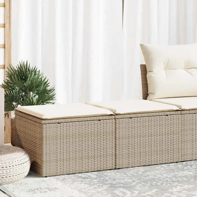 vidaXL 2-delige Loungeset met kussens poly rattan acacia beige, foto 2