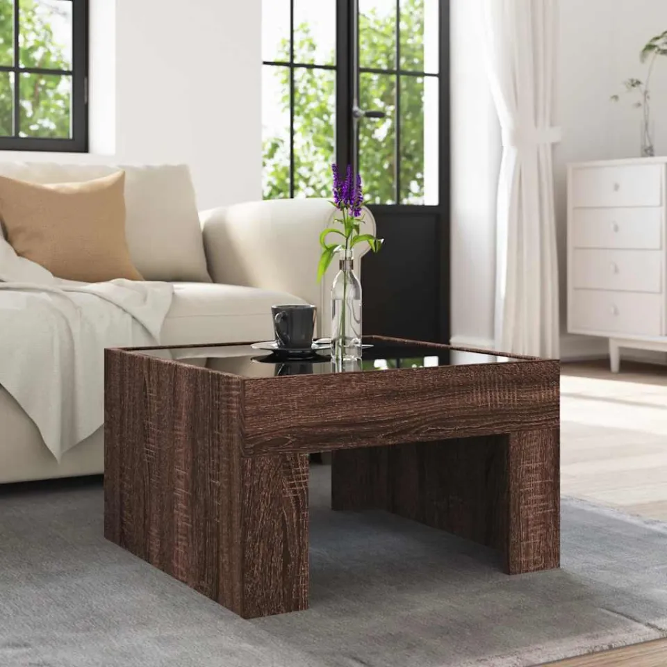 vidaXL Salontafel met Infinity LED 50x50x30 cm bruin eikenkleurig, foto 4