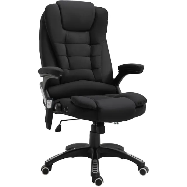 Clruro Bureaustoel - 68x72x110-120 cm - 6-Punts Massage - Verwarming - Polyester - Zwart Clruro
