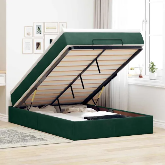 vidaXL Ottoman bed met matras 120x200cm fluweel donkergroen