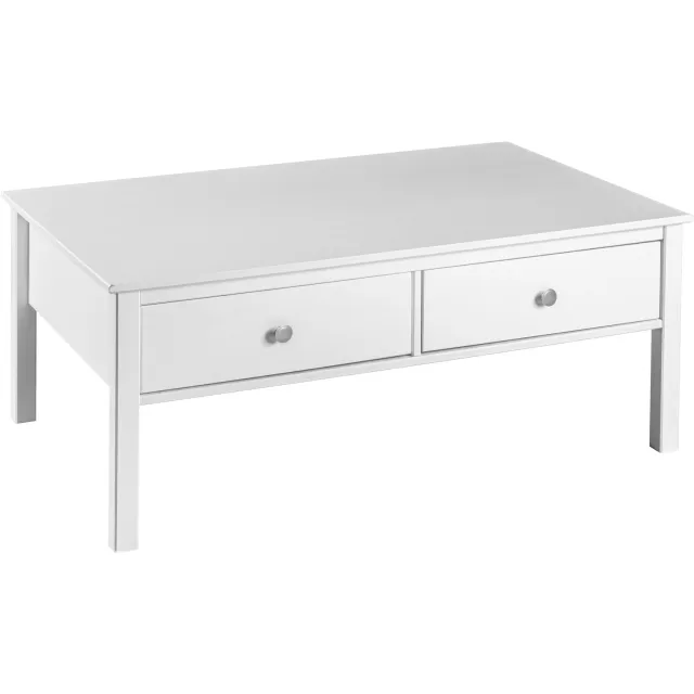 Furnilux Salontafel Chilly Home 110 cm – massief grenenhout, wit, 2 lades